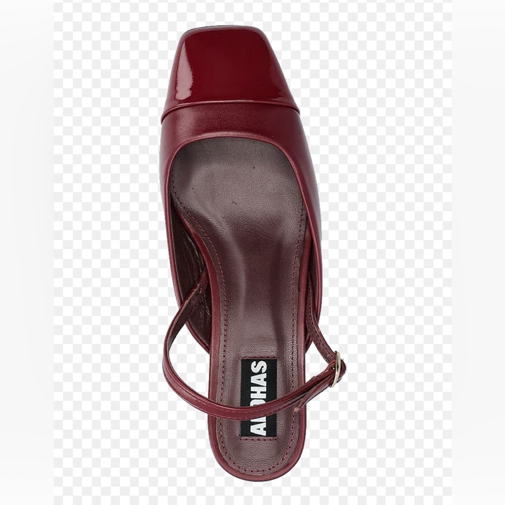 ALOHAS Women’s Leather Burgundy Slingback Square Toe Heels in size 38